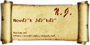Novák Jákó névjegykártya